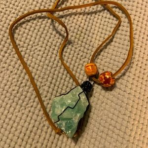 Fluorite stone wire wrapped necklace new handmade